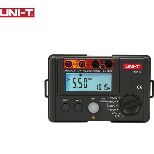 UNI-T UT501A 1000V Insulation Earth Ground Resistance Meter Megger Auto Range Ohm Tester Megohmmeter Voltmeter