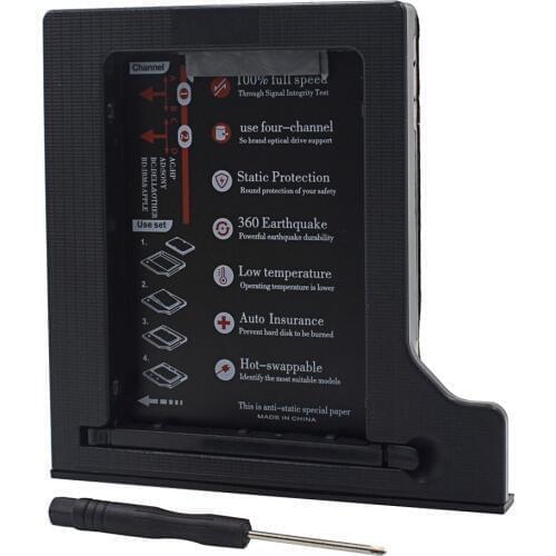 Universal Aluminum 2nd HDD Caddy 12.7mm SATA 3.0 Dual LED Indicator for 2.5" SSD Hard Disk Case Enclosure for Laptop DVD-ROM