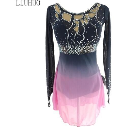 High Quality Ice Skating Dress Girls Purple Gradient Mesh Skirt Skating Costumes Artistic Gym Performance Wear Sportswear