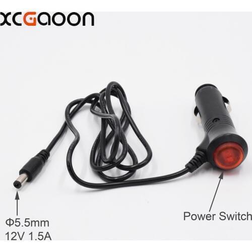 XCGaoon Diameter 5.5mm Port Car Charger Adapter With Switch, input DC 12V Output 12V 1.5A, Length 1.2 meter (3.9ft)