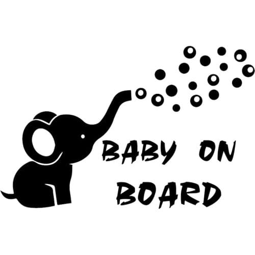 Baby on Board Elephant Funny Car Sticker Waterproof Decal Laptop Truck Trunk Motorcycle Auto Accessories PVC,16cm*10cm