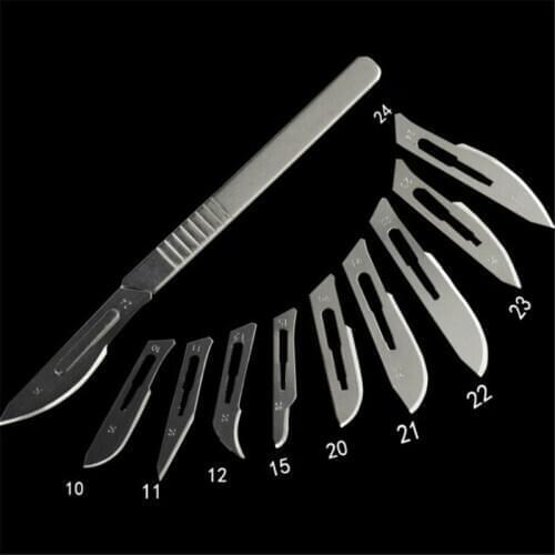 1pcs 4# HandleSurgical Blades with Stainless Steel Handle for Animal Surgical Repair Knife10#15#20#21#22#23#24#10pcs