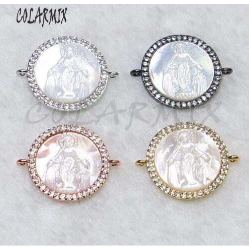 10 pieces shell Virgin Mary pendants connector beads DIY necklace or bracelets jewelry pendants finding 9071