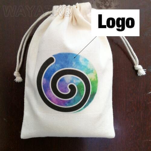 100pcs/lot) custom logo cotton drawstring bag gift