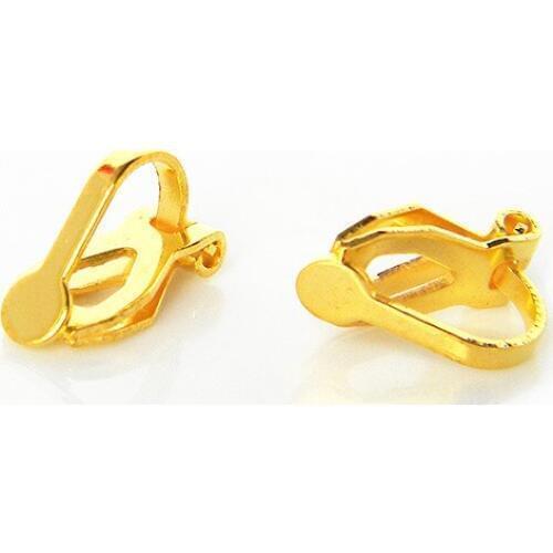 50 PCS 13mm*7.2mm Metal Copper 4 Colors Plated Ear Clips For Women Non Piercing Earring Clips For Jewelry Making
