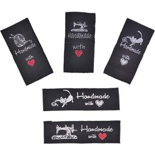 50Pcs Hand Made Woven Letter Labels Clothing Shoes Bags Handmade Cotton Labels Diy Garment Tags Sewing Materials