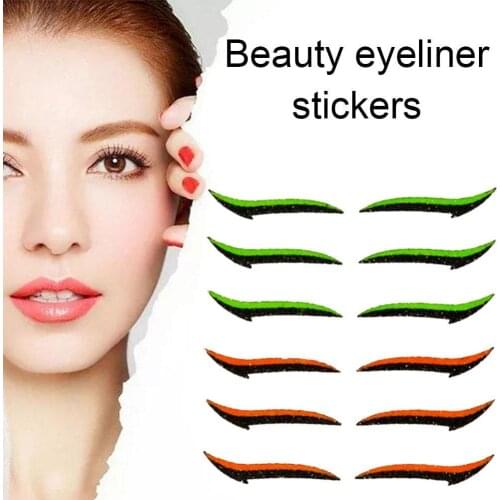 6 Pairs Beauty Eyeliner Stickers Cat Eye Makeup Stage Party Makeup Colorful Eyeliner Stickers Waterproof Eyeliner Stickers