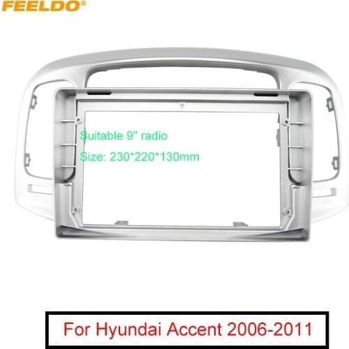 FEELDO Car Stereo 9" Big Screen Fascia Frame Adapter For Hyundai Accent 06-11 2Din Dash Audio Fitting Panel Frame Kit