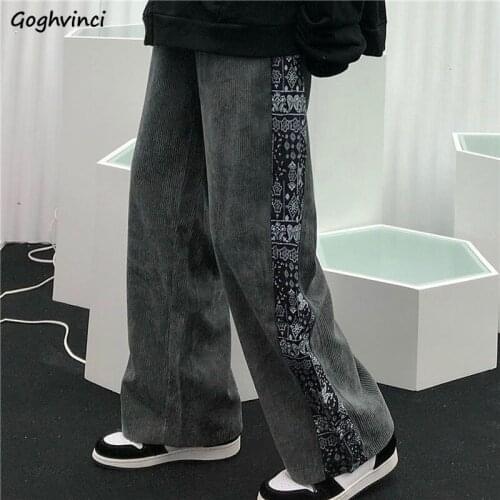 Women Casual Pants Patchwork Loose Harajuku Boyfriend Students Daily All-match High Quality Female Trousers Hipster Corduroy New