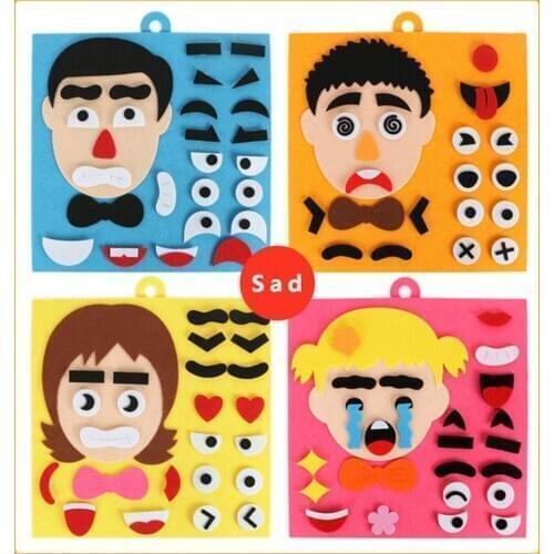 Baby Facial Expression Toys Cloth Book Early Childhood Learning Toys Fun Facial Expression DIY Puzzle Toy Manual Kids