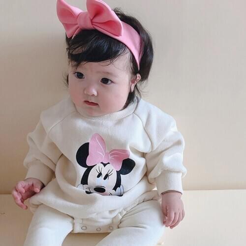 Disney Baby Romper Baby Girl Thicken Boy Clothes for Autumn Winter Mickey Newborn Infant Jumpsuit one piece Cotton Bodysuit