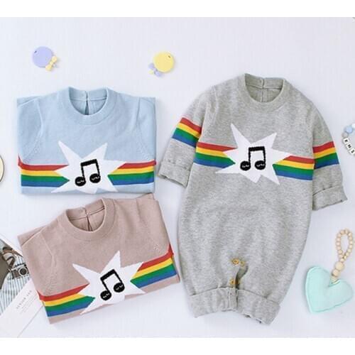 Baby Boys Girls Rainbow Infant Rompers Clothes New 2020 Autumn Winter Baby Boy Girl Kids Knitting Long Sleeve Rompers