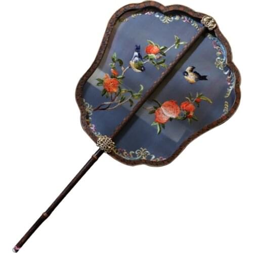 Temple Fan Double Sided Embroidery Fan Court Recovery Fan Han Chinese Clothing Accessories Handheld Suzhou