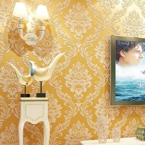 European Damask Florals Pattern 3D Non Woven Wallpaper Living Room Bedroom Background Wall Paper Hotel Home Decor