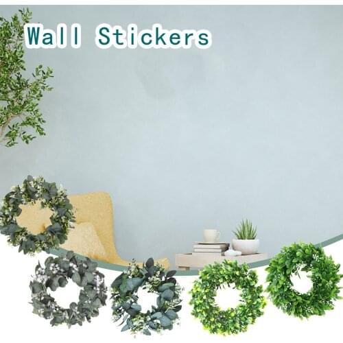 KAKUDER Eucalyptus leaf clover ring wall sticker simulation garland door decor Home Decoration accessories adesivo de parede New