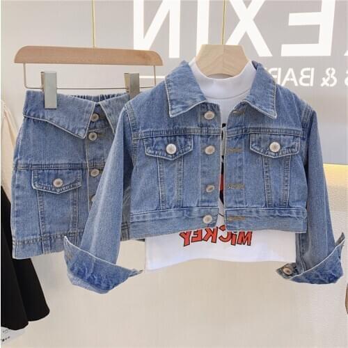 2 3 4 5 6 Years Toddler Girls Clothing Sets Spring Autumn Fashion Denim Jacket Skirt 2pcs High Quality Kids Clothing 2020 New