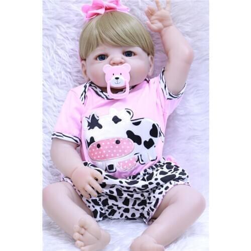 55cm Full Body Silicone Reborn Girl Baby Doll Toy Lifelike Newborn Princess Babies Doll Fashion Kids Child Brinquedos Bathe Toy