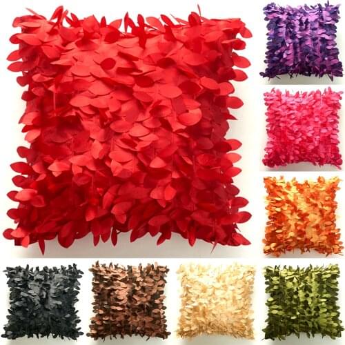 LuanQI 3D Pillowcase Flower Leaf Cushion Cover Sofa Home Slipcover Decorations Living Room Cushion Cover Creative Embroidery