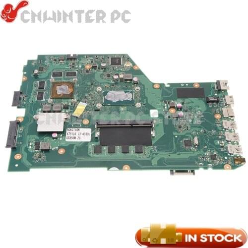 NOKOTION X751LK Main Board REV2.0 For ASUS X751LK X751LKB Laptop Motherboard SR1EN I3-4030U CPU 4G RAM GT850M 2G DDR3L