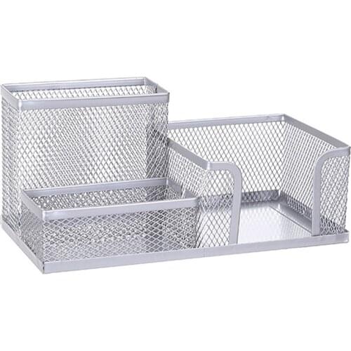 Metal Desktop Pen Holder Office Storage Box Pencil Desk Mesh Organizer fkxe