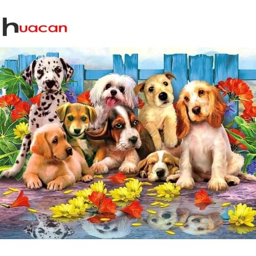 Huacan Diamond Painting Kit Dog Pet Full Square/round Diamond Embroidery Mosaic Animals Cross Stitch Home Decor Diamond Art