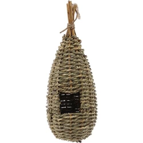 Hanging Bird House Natural Fiber Finch Bird Nest Hut Outdoor Cage Shelter