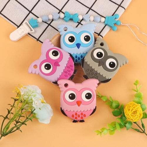 Kovict 5/10pcs Baby Silicone Teethers Cartoon Parrot owl Teething Products Accessories Children Pacifier Chains BPA Free Toys