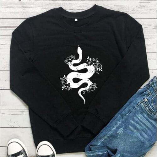 Floral snake Womens Sweatshirt Flowers Sweats cool girl gift Pullovers Women Fashion Casual Vintage cotton Tops