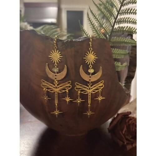 Celestial Dragonfly Opal Earrings, Hypoallergenic Wanderlust Jewelry