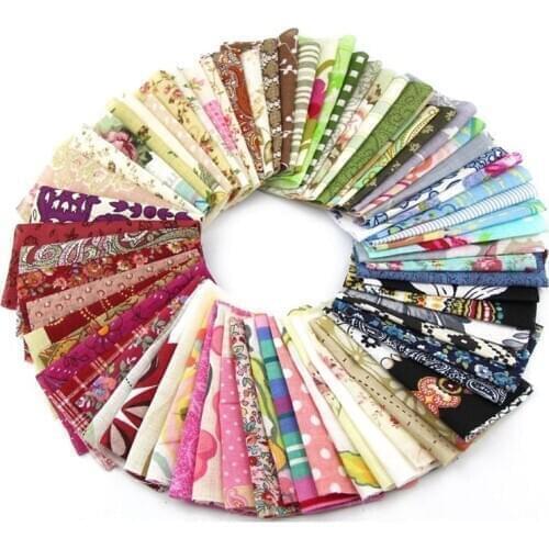 Fabric Patchwork Craft Cotton Material Batiks Mixed Squares Bundle, 10 x 10cm, 50-Pack
