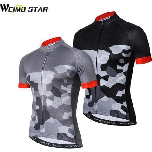 Weimostar Men Cycling Jersey Bike Jerseys roupa ciclismo Maillot Ciclismo Camouflage Gray Black Bicycle Wear Cycling Clothing