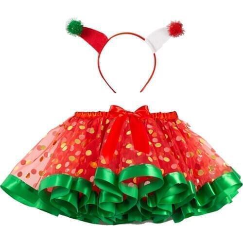 New Baby Girl Xmas Halloween Photography Dance Skirts Mesh Rainbow Skirt Festivel Multi-Layered Princess Angle Headband Costume
