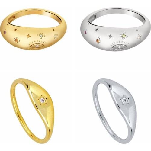 YUXINTOME Minimalist Gold Color Crystal Rings Trendy Geometric Square Ring for Women 24K Gold Star Rings Female Wedding Jewelry