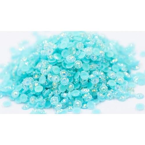 Jelly Aquamarine AB Color Sunflower 4mm,5mm,6mm Facets FlatBack Resin Rhinestone Nail Art Garment Decoration Stones/Beads