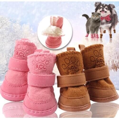 Winter Pet Dog Shoes Warm Snow Boots Anti-Slip 4Pcs/Set Small Dogs Cotton Non Slip XS for ChiHuaHua Teddy Puppies Pug Pet