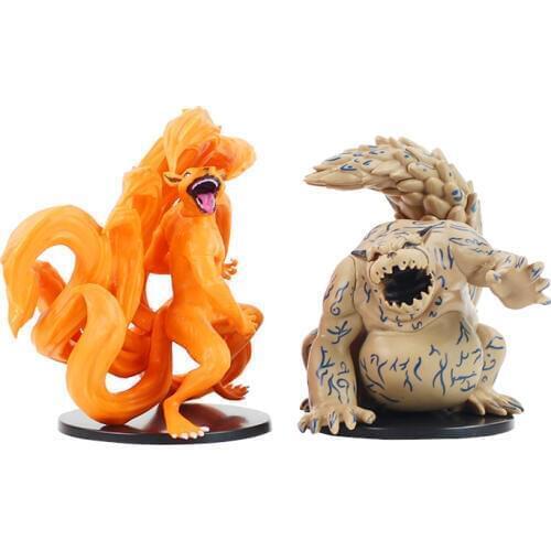 11cm 2pcs/set Naruto Figure Toy Tailed Beast Shukaku Kurama Kyuubi Animal Model Dolls Children Gift