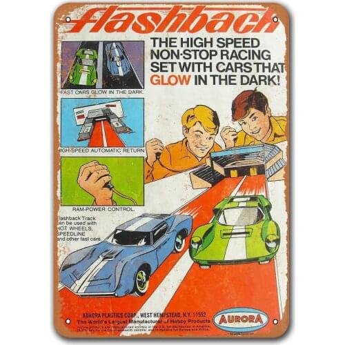 1966 Aurora Flashback Toy Cars Tin Metal Signs Vintage Cars, Sisoso Plaques Poster Pub Man Cave Retro Wall Decor