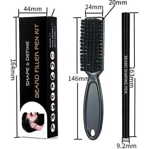 2-in-1 Waterproof Natural Hair Moustache Eyebrow Beard Filler Pen Pencil Sharpen & Define Patchy Beards Long-lasting Black New