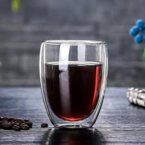 250/350/450ML Heat Resistan Double Wall Glass Coffee Tea Cups Coffee Mugs Transparent Lemon Mug Water Drink Cup