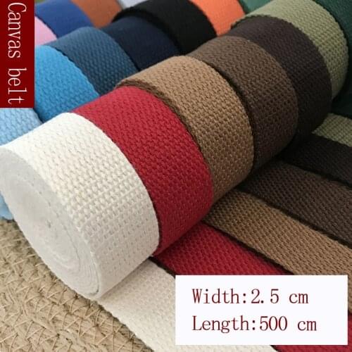 5Meters 25mm Color Canvas Ribbon Handbag Belt Bag Thickening Cotton Webbing Canvas Webbing Knapsack Strapping Sewing Accessories