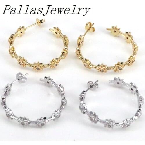 5Pairs, New CZ Star Stud Earrings For Woman Gold Silver color Piercing Geometric Pendientes Women Jewelry