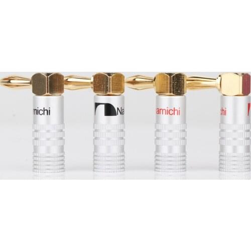 High Quality HIFI Right angle Banana Plugs Gold Plated Musical Speaker Wire Cable Connector 4mm For HiFi