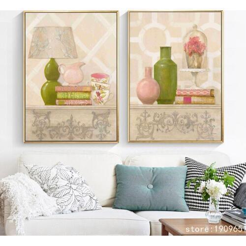 No frame pastoral flowers still life book vase canvas printings oil painting printed on cotton wall art decoration pictures
