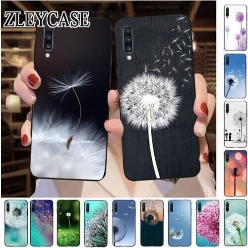 Dandelion On Black Wood Phone Case For Samsung Galaxy A50 A10 A20 A20E A20S A30S A40 A71 A70 A30 A6 A7 A8 Mobile Cover