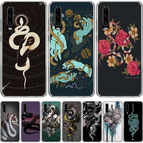 Hand animal Snake Flower Phone Case for Huawei P30 P40 P20 P10 Mate 20 10 30 Lite Pro P Smart Z Plus + Art Luxury Cover Coque