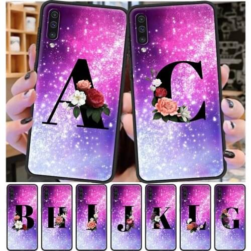 Letter Bling A Z Case For Samsung Galaxy A50 A10 A20e A70 A30 A40 A20s A10s Soft Shockproof Phone Cover A10e A51 A71 Funda Shell