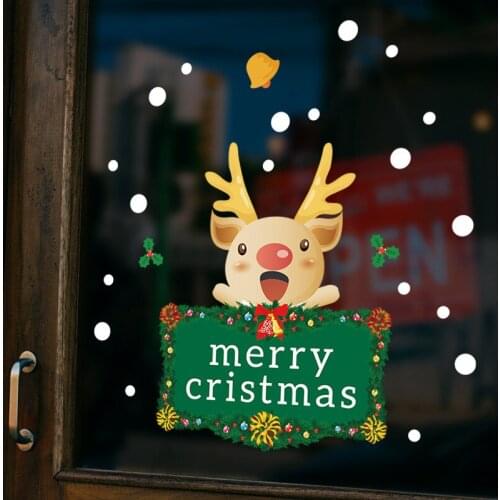 DIY Merry Christmas wall stickers decoration santa claus gifts tree deer garland window glass wall stickers removable vinyl