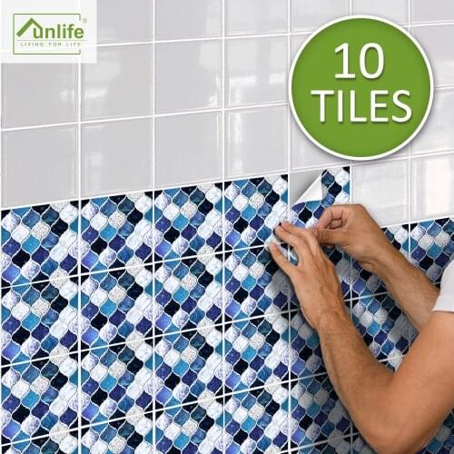 Funlife® BRILLIANT™ 15/20cm Ocean Blue Vine Mosaic Tile Sticker Waterproof PVC Wall Sticker for Kitchen Bathroom Home Decor