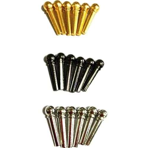 Guitar String Bridge Pins Metal Bridge Pin Solid Zinc Alloy Endpin Replacement Parts Accessories 6pcs/set