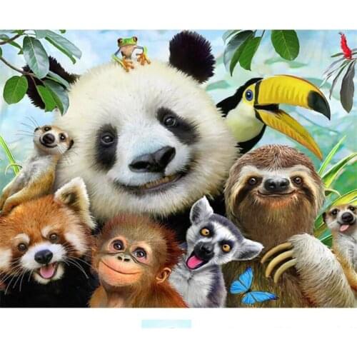 Beibehang Customized large murals cute cartoon zoo a group of animals self-timer childrens room background wall wallpaper